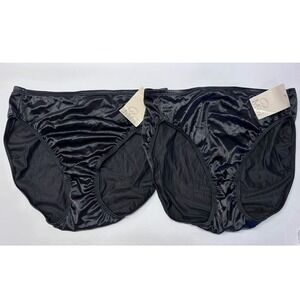Vintage Bali Studio Womens Panties Size 8 Black Hi-Cut Satin 2-Pack USA NWT